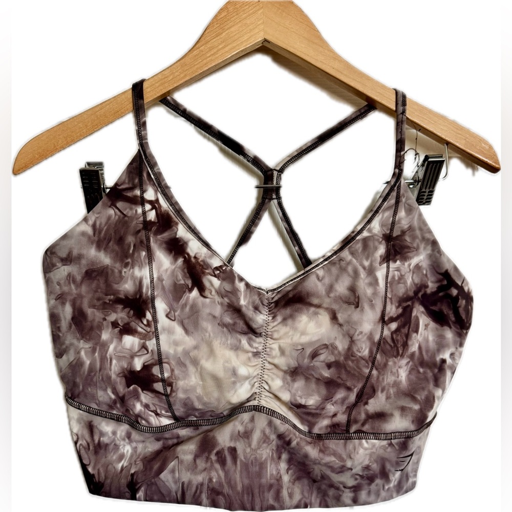 (Set)Gymshark Elevate Longline Sports Bra and legging - Cement Brown Spray Dye